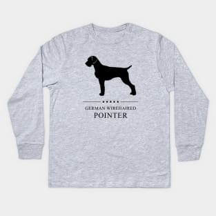 German Wirehaired Pointer Black Silhouette Kids Long Sleeve T-Shirt